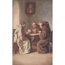 Monk Monks in Monastry Playing Bridge Card Games Ernest Nister Antique Postcard