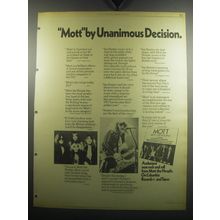 1974 Mott the Hoople Album Mott Ad - Mott by Unanimous Decision