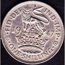 1947 Great Britain 1 Shilling Coin English