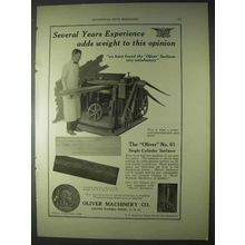 1922 Oliver No. 61 Single Cylinder Surfacer Ad