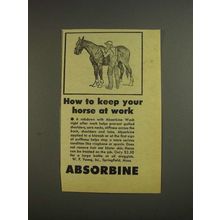 1955 Absorbine Liniment Ad - Keep Your Horse at Work
