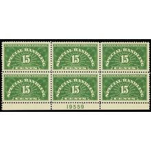QE1a, Mint VF NH 15¢ Plate Block of Six SCV $47.50 * Stuart Katz