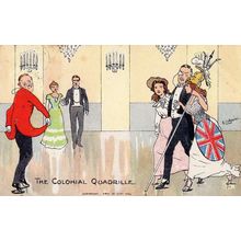 The Colonial Quadrille Posh Fashion Boadicea Dress Comic Old Postcard
