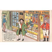 John Bull British Goods Store God Save The King Antique Comic Postcard