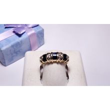 Estate 1.95ctw Natural Blue and Wht Sapphire 10Kt Yellow Gold Bar Band Ring22444