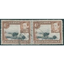 Kenya Uganda Tanganyika 1949 1s black & brown Mountain retouch SG145ac used