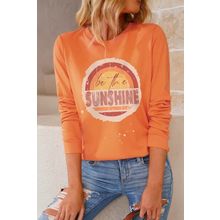 Orange be the SUNSHINE Graphic Print Long Sleeve Top