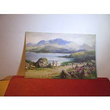 ERIN'S ISLE by Brian Gerald, IRELAND. vintage postcard by Valentine c.1939 =