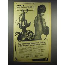 1942 Bell New York Telephone Ad - Wait! War Calls