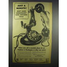 1942 Bell New York Telephone Ad - Just a Minute!