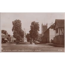 St Saint Albans Peters Hertfordshire War Military Memorial Real Photo Postcard