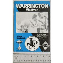 1986 programme Warrington v. Halifax, JPS Trophy round 2