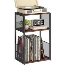 VASAGLE Record Player Stand, 3-Tier Side Table, Vinyl Record Storage up to 100 A