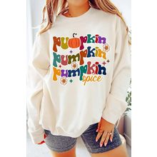 Beige Cute Pumpkin Spice Graphic Thanksgiving Sweatshirt