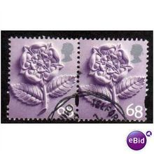 ENGLAND PAIR OF 68P 'TUDOR ROSE'(BORDERLESS) (EN5) FINE USED (EBID1201)