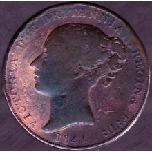 1844 Jersey 1 Thirteenth Shilling Coin