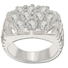 Sterling Silver Men's Style 10 CZ Cubic Zirconia Hex Ring
