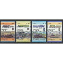 St. Vincent Grenadines Stamps, Locomotive, Mint Never Hinged, 4 Different Pairs