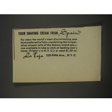 1956 La Toja Shaving Cream Ad - Your shaving cream from Spain?