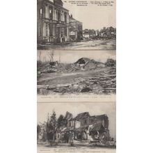 European War WW1 Frise Eglise Combles Hotel 3x Bombardment Postcard s