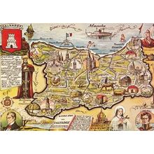 Calvados Religion Boats Fashion French Map Carte Postcard