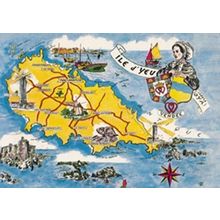 Ile D'Yeu French Carte Map Postcard
