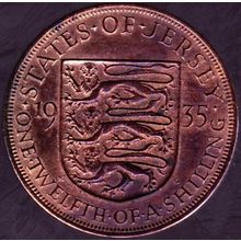 1935 Jersey 1 Twelth Shilling (1 Penny) Coin