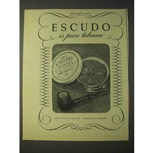 1958 Cope's Escudo Navy De Luxe Tobacco Ad - Escudo is pure tobacco