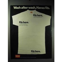 1971 Hanes T-shirt Ad - Wash After Wash, Hanes Fits