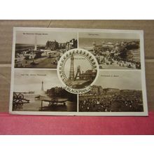 multiview, BLACKPOOL, LANCASHIRE. used vintage postcard RP 1925 pm /