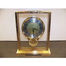 Howard Miller Mantle Clock Gold Brass Glass Spinning Movement Vintage Desk