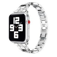 Diamond Encrusted Stainless Steel Strap Watchband For Apple Watch Series, 7 41mm