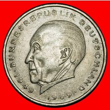 Ⰶ ADENAUER (1876-1967): GERMANY★2 MARKS 1974G I+A+r2! BADEN★LOW START★NO RESERVE