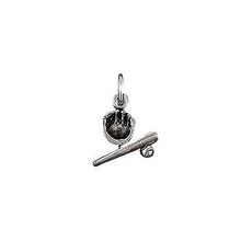 Sterling Silver Baseball Mitt Bat and Ball pendant charm.