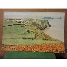 RHOSSILI & WORMS HEAD, GOWER , WALES, unused vintage postcard by Valentine =