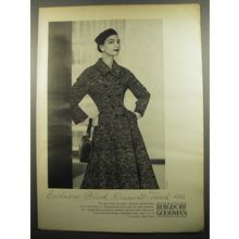 1955 Bergdorf Goodman Coat Ad - Exclusive black diamond tweed