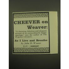 1959 Rinehart Book Advertisement - As I live and breathe by John D. Weaver