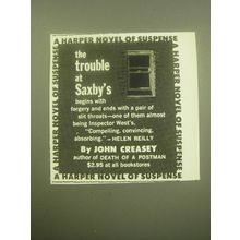 1959 Harper Book Advertisement - The Trouble at Saxby's by John Creasey