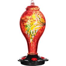 LUJII Hummingbird Feeders for Outdoors, Hand Blown Glass, Never Fade, 36 Fluid O