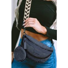 Dark Blue Colorblock Strap Chain Shoulder Bag With Coin Purse