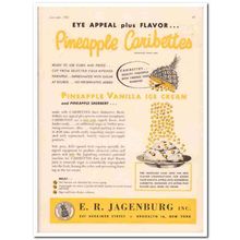 e r jagenburg inc 1952 pineapple caribettes ice cream vintage ad