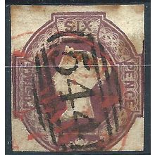 1854 SG58 6d Mauve EMBOSSED Cut Square Average Used, some toning ..