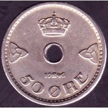 1946 Norway 50 Ore Coin