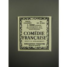 1955 Comedie Francaise Play Ad - Limited Engagement thru Nov. 20 only