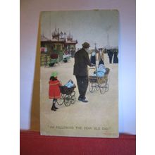 FOLLOWING DEAR OLD DAD used antique postcard by Bamforth NO 1673 1910 pm #