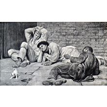 GIANTS AT PLAY 1893 Briton Rivière dog labourers VICTORIAN TINTED PRINT