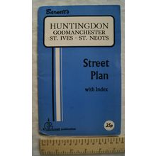 Vintage: Barnett's Street Plan with index, Huntingdon, Godmanchester, St. Ives