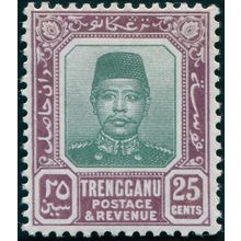 Trengganu 1915 25c green & dull purple SG12 unused