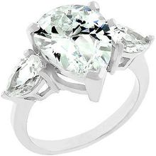 Cubic Zirconia Pear Triplet Ring