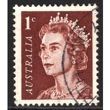 AUSTRALIA 1966: QUEEN ELIZABETH II DEFINITIVES - 1c BROWN USED (G1)